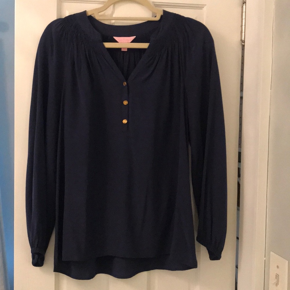 Lily Pulitzer Elsa Top- navy blue